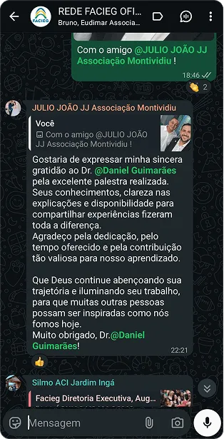 Depoimento de aluno